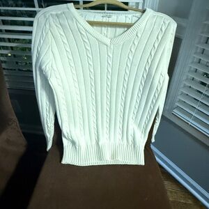 Brandy Melville White V-Neck Sweater